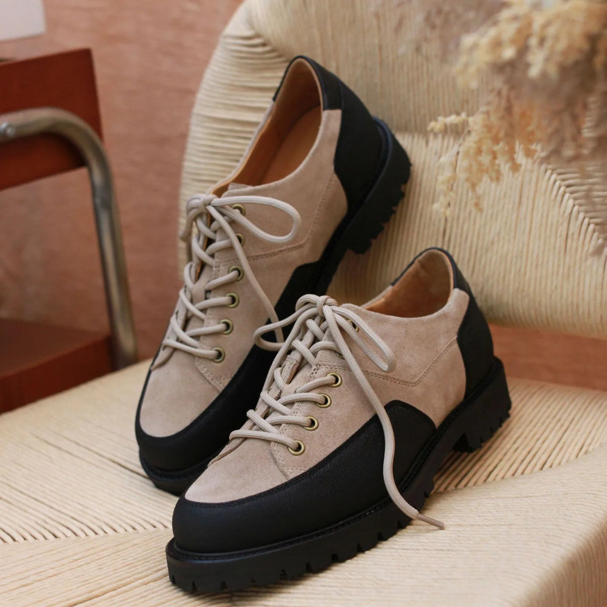 Men’s outdoor derby shoes – casual hiking shoes with chunky heel