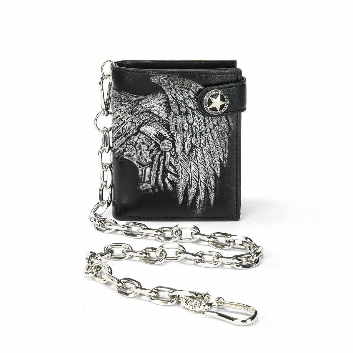 Embossed PU wallet with a security chain for everyday carry