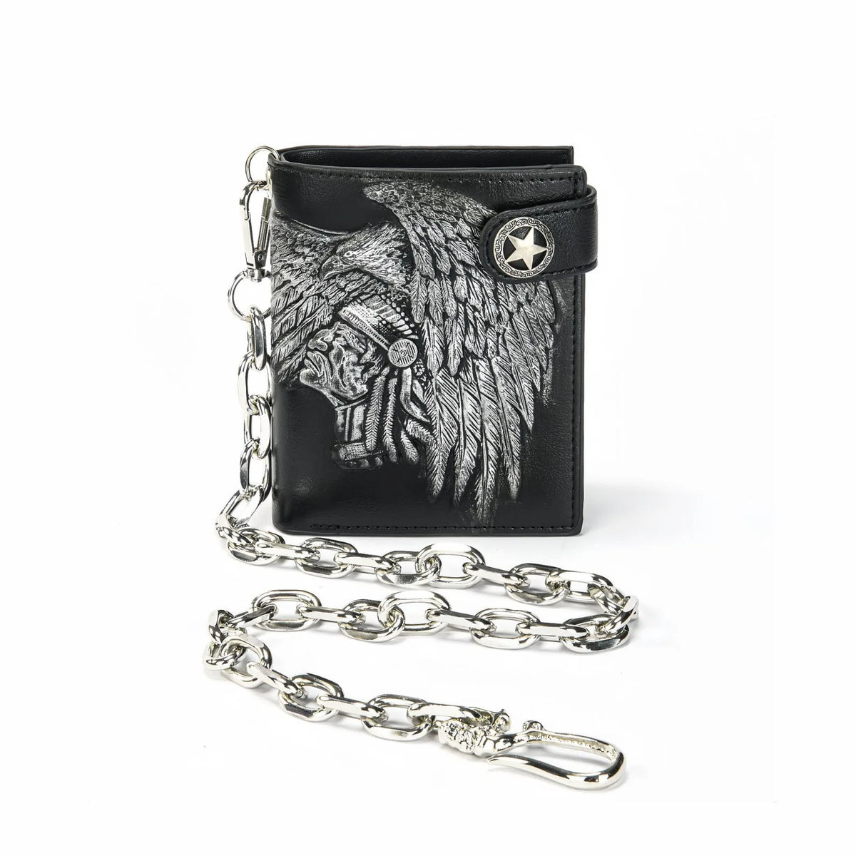 Embossed PU wallet with a security chain for everyday carry