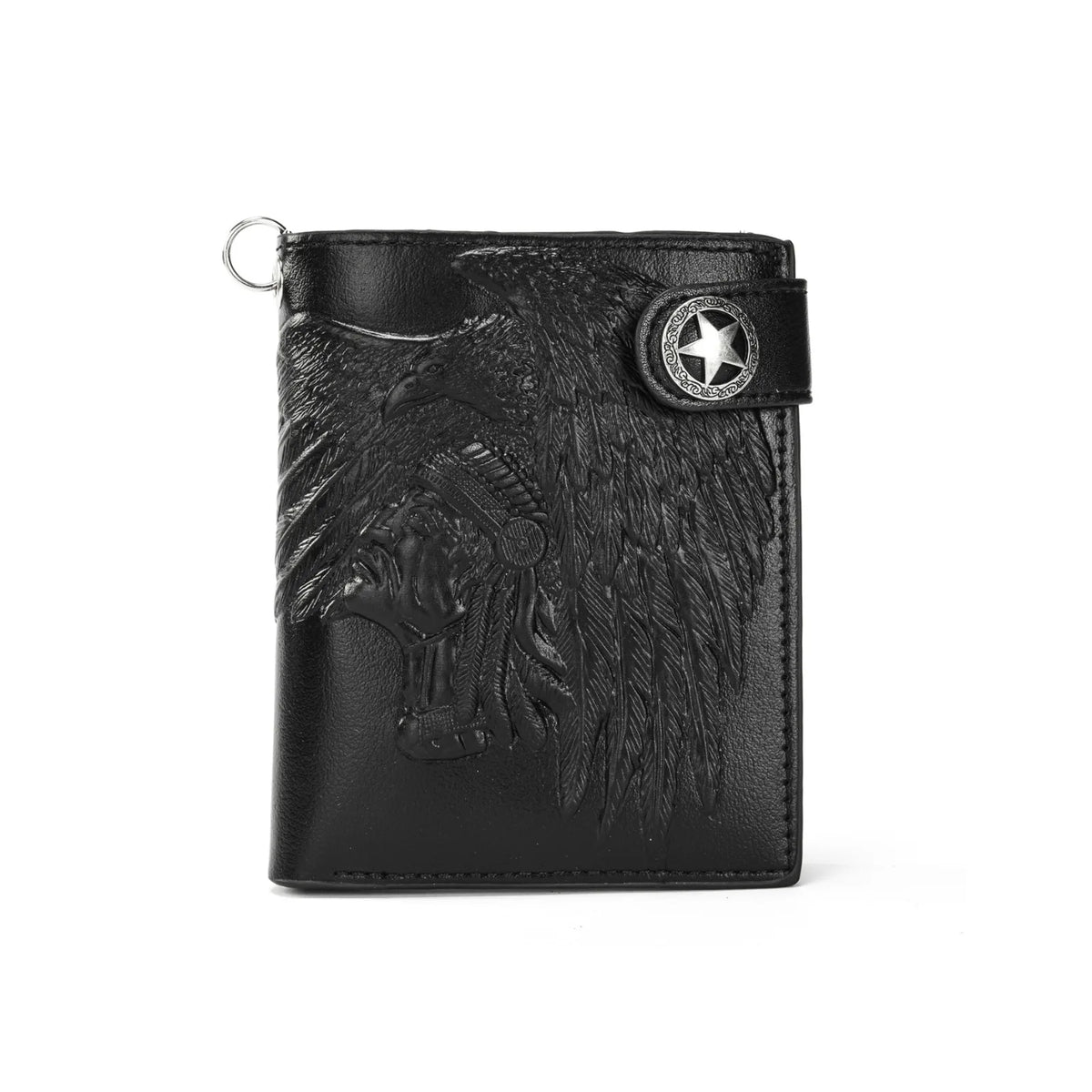 Embossed PU wallet with a security chain for everyday carry
