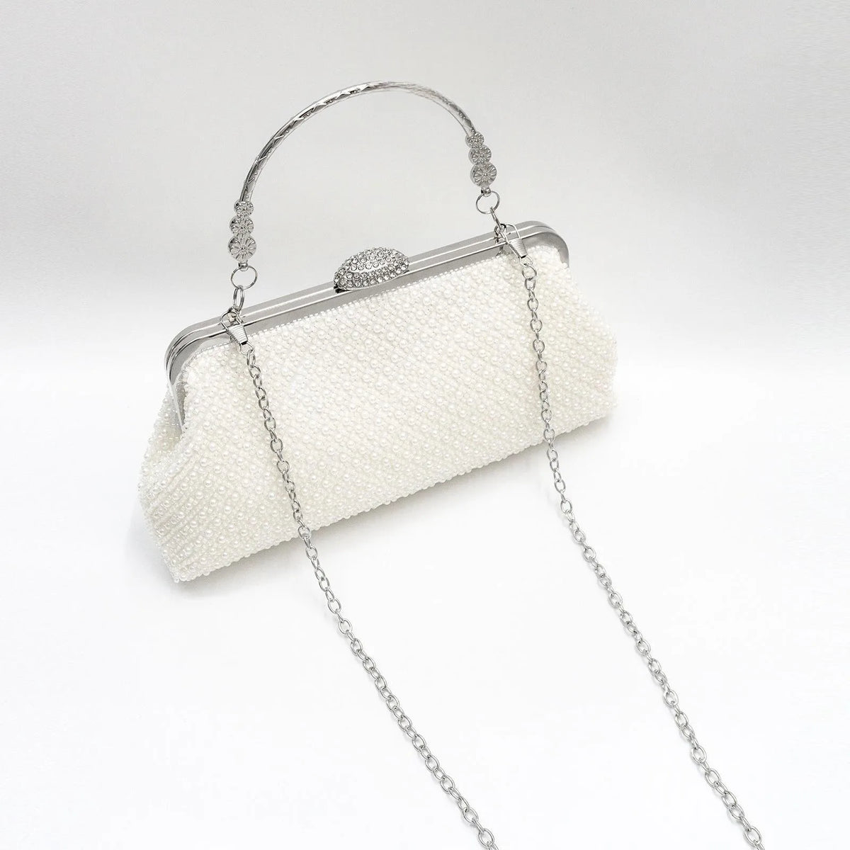 Beaded clutch bag with an ID card holder for evening wear