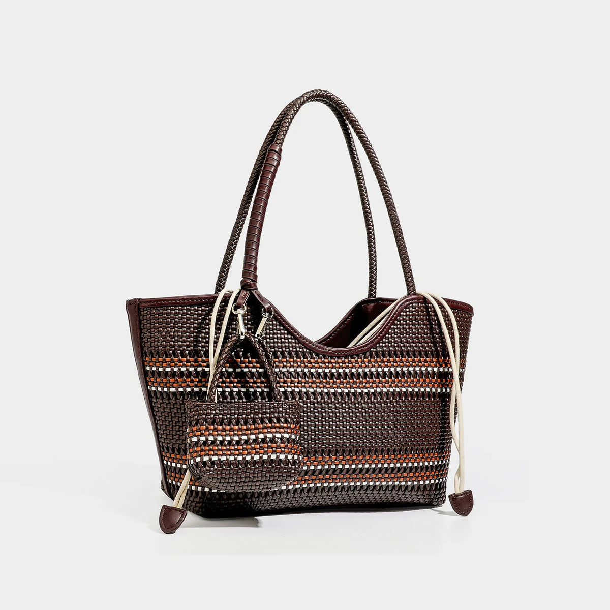 PU leather bucket bag with zippered compartments – single-shoulder tote for daily wear
