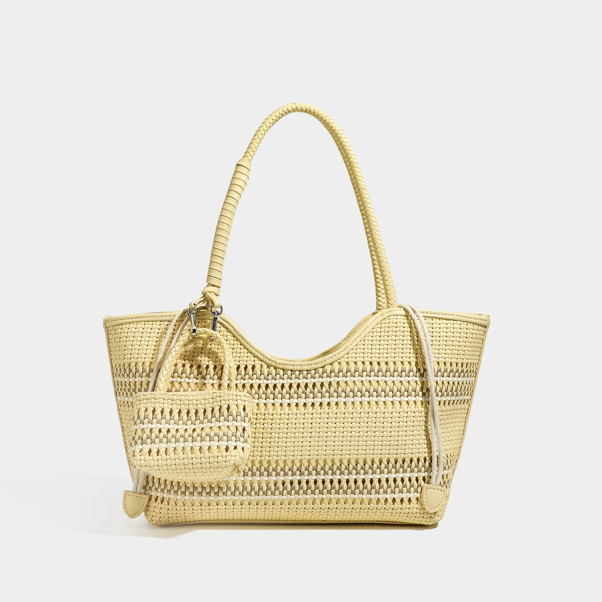 PU leather bucket bag with zippered compartments – single-shoulder tote for daily wear