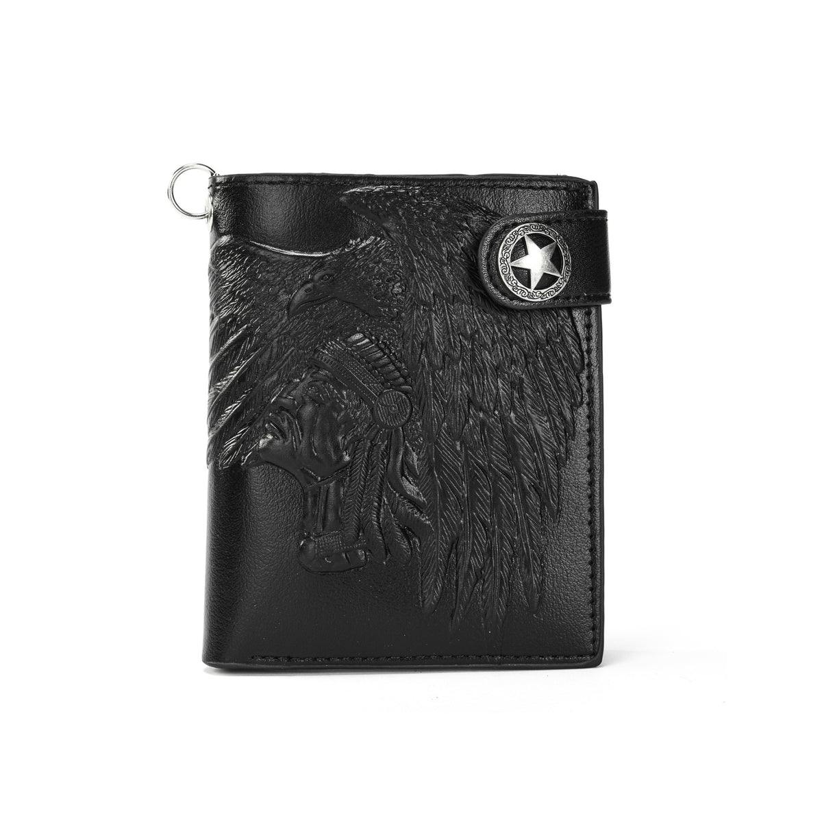 Embossed PU wallet with a security chain for everyday carry